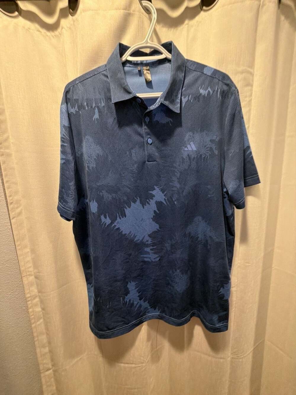 Adidas Flower Mesh Golf Polo Shirt Blue Navy